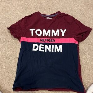 Tommy Hilfiger Color Block T-Shirt - Burgundy, Pink, and Navy